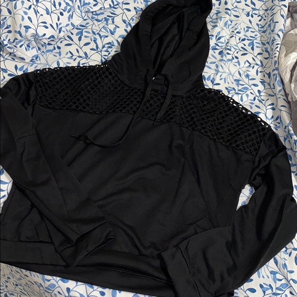 Fashion Nova Tops - NEW Mesh Black Cropped Hoodie